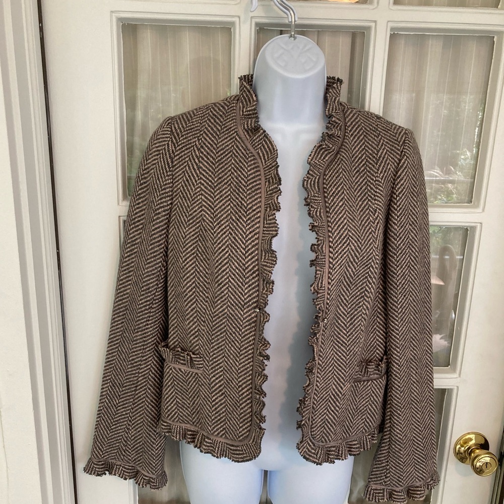 Rebecca Taylor Brown Herringbone Blazer